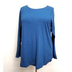 Lane Bryant Blue Cotton Hi-Low Long Sleeve Top 18/20